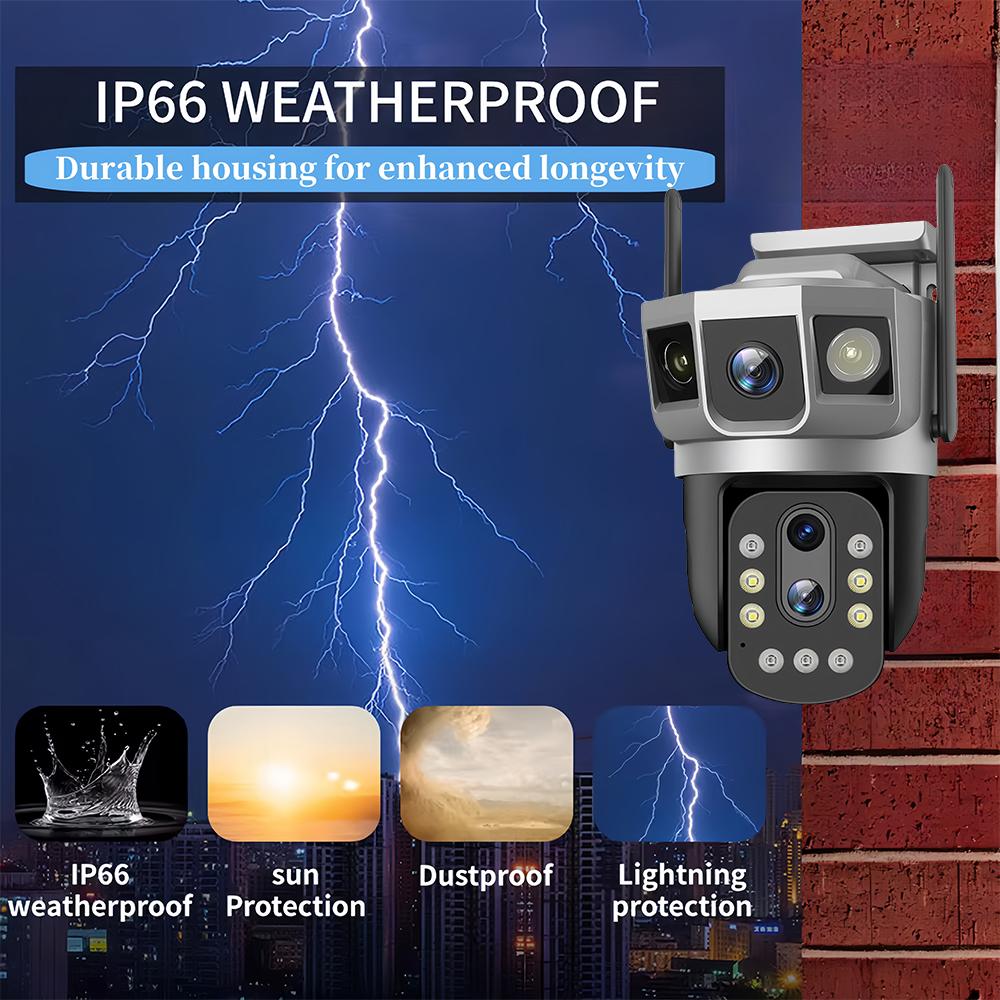 4G SIM Card 6K12MP 10x Zoom HD Surveillance Triple Screen Camera Smart Security Protection PTZ IP Motion Detection CCTV