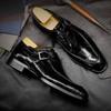 Men's Shoes New Fall Leather Shoes Men's Monk Shoes Square Toe Shoes Men's Buckle Business Wedding Shoes D440