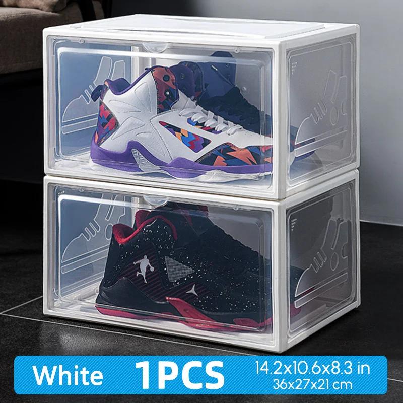 1Pack AJ Sneakers Box Hardized Plastic Shoe Box Stackable Cabinet Storage Box High Top Pulse AJ Shoes Organizers Shoes Rack 7590₽