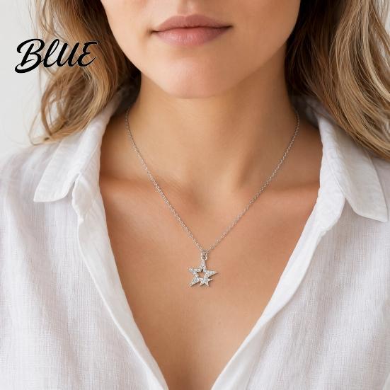 Shiny Star Pendant Five-pointed Necklace Sparkling Rhinestone Stars Adjustable Alloy