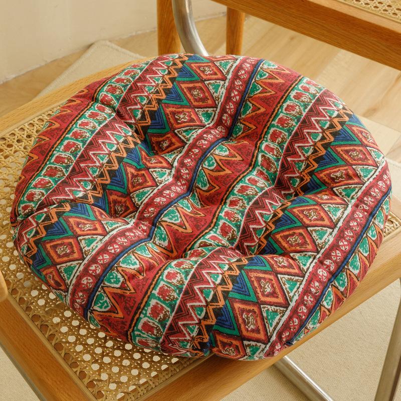 Ethnic Style Thick Cushion Plump Filling Circular Floor Seat Pads Tatami Yoga Meditation Mat Living Room Study Room Bedroom Yoga Studio Universal