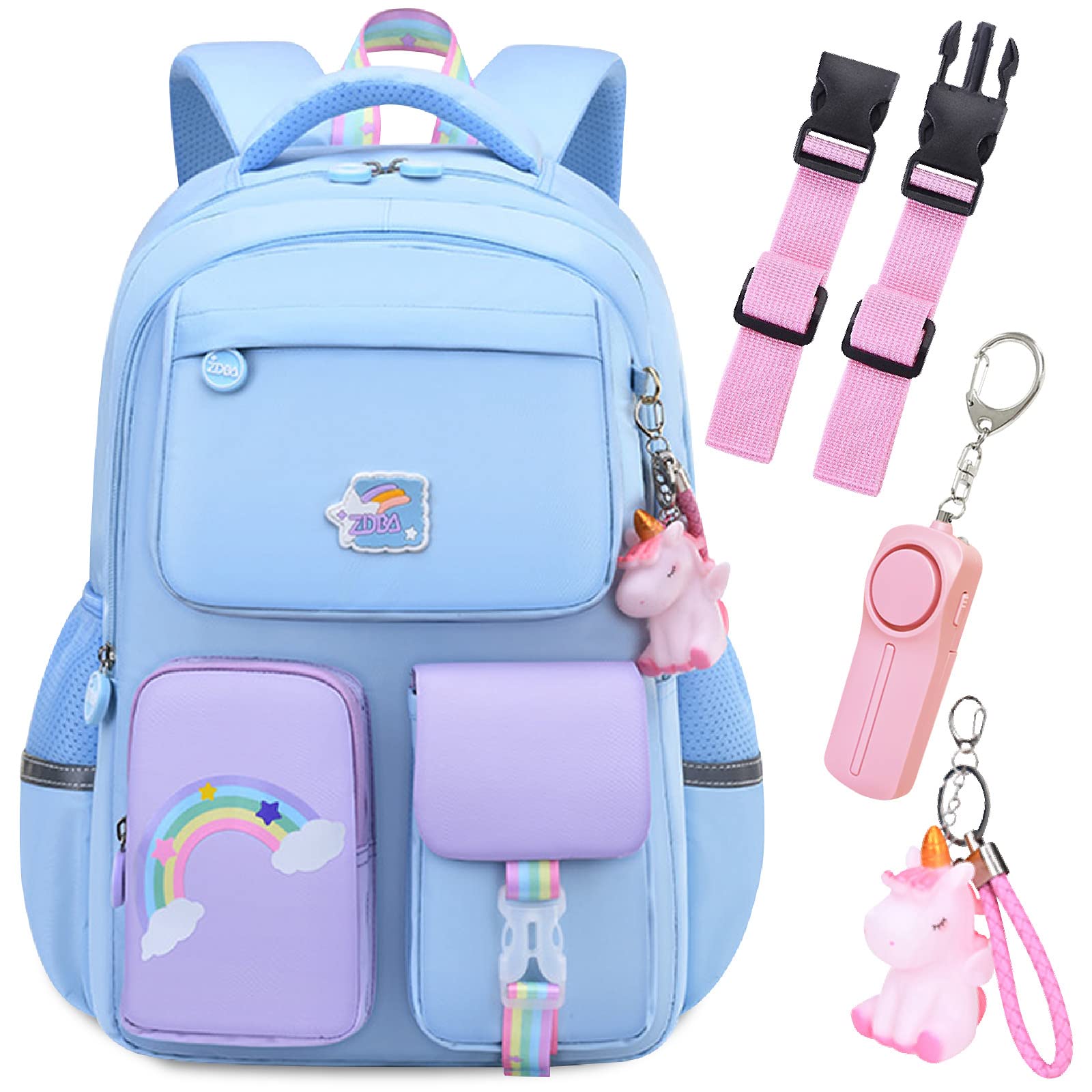 

Рюкзак для начальной школы, Защита груди для нижней и верхней части рюкзака [fortulux] Дети, Девочки, Студенты, Сигнализация, Ремень, Классы, Водонепроницаемый, 20 л, синий