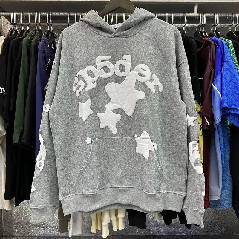 Unisex Loose Fit Two Piece Tracksuit Long Sleeve Hoodie Elastic Waist Sweatpants Spider Rhinestone Print Streetwear Matching Outfit Set
