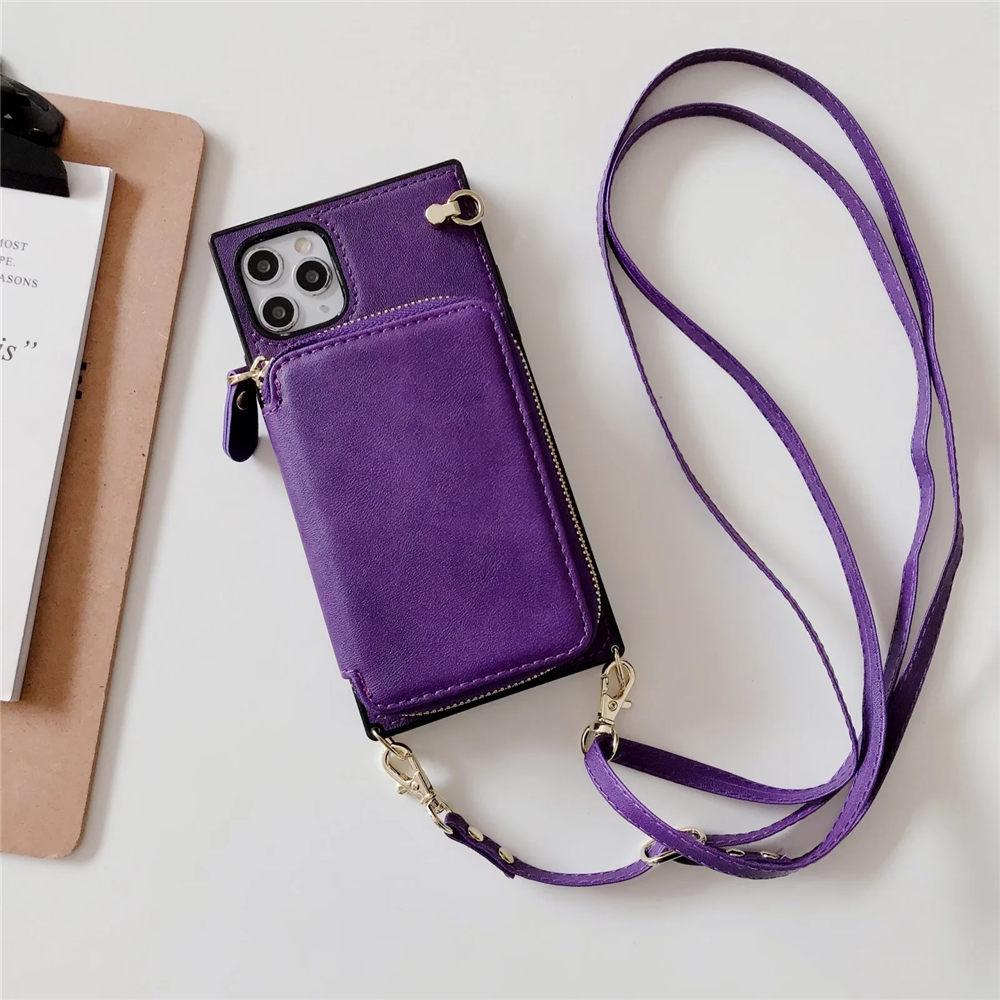 Zipper Wallet Purse Crossbody Leather Case For iPhone 16 15 14 Plus 13 12 11 Pro Max X XS XR 7 8 Plus Long Lanyard Cover