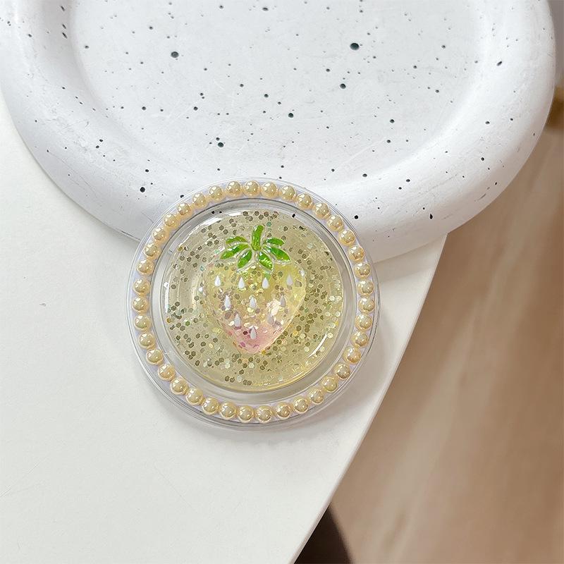 Pearl Magnetic Phone Holder with Airbag, Glitter Sequin Design, Fresh Style Women's Ring - Party Gift