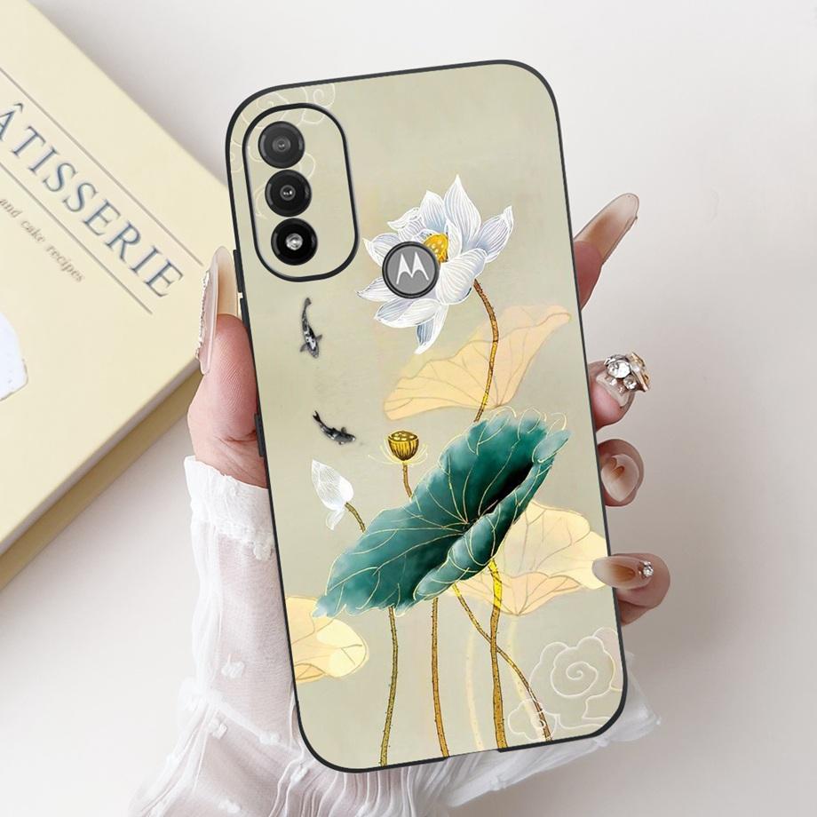 For Motorola Moto E20 E30 E40 E22 E22s E22i Phone Case Back Cover Soft Matte Silicone Slim Fundas Lovely Panda Rabbit Flower