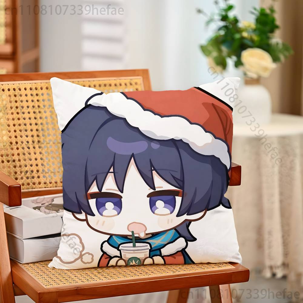 genshin impact wanderer chibi Throw Pillow Case For Decoration 30cm 50cm 55cm Square Home Pillowcase Case
