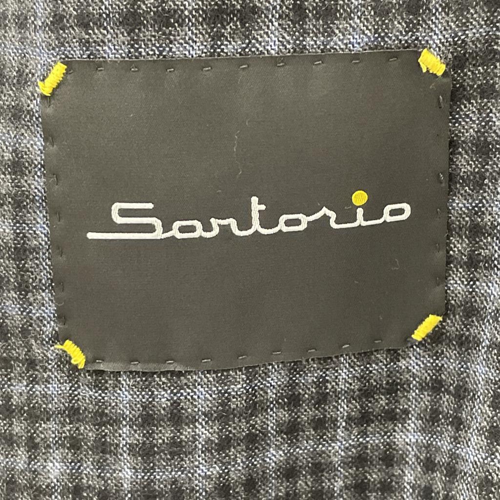 Sartorio SG1250 Blue x Gray 100% Wool Check 3B Tailored Jacket Jacket 46 Blue Gray CheckUsed