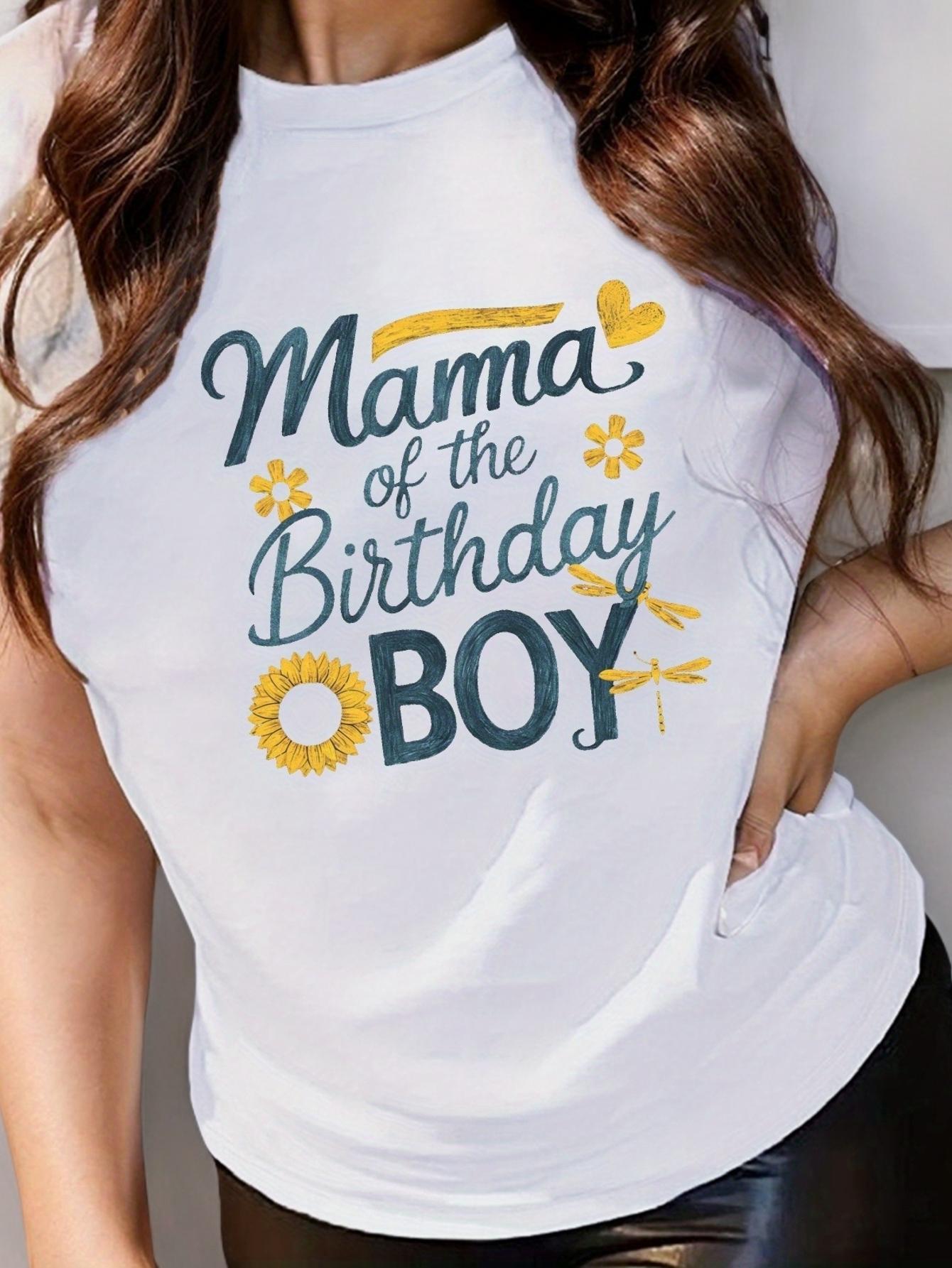 Mama of the Birthday Boy Sunflower Dragonfly T-shirt S