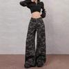 Hundreds of Camouflage High Street Wide Leg Jeans Female High Waisted Skinny Loose Straight Straight Trousers Jeans for Women Long Denim Pants