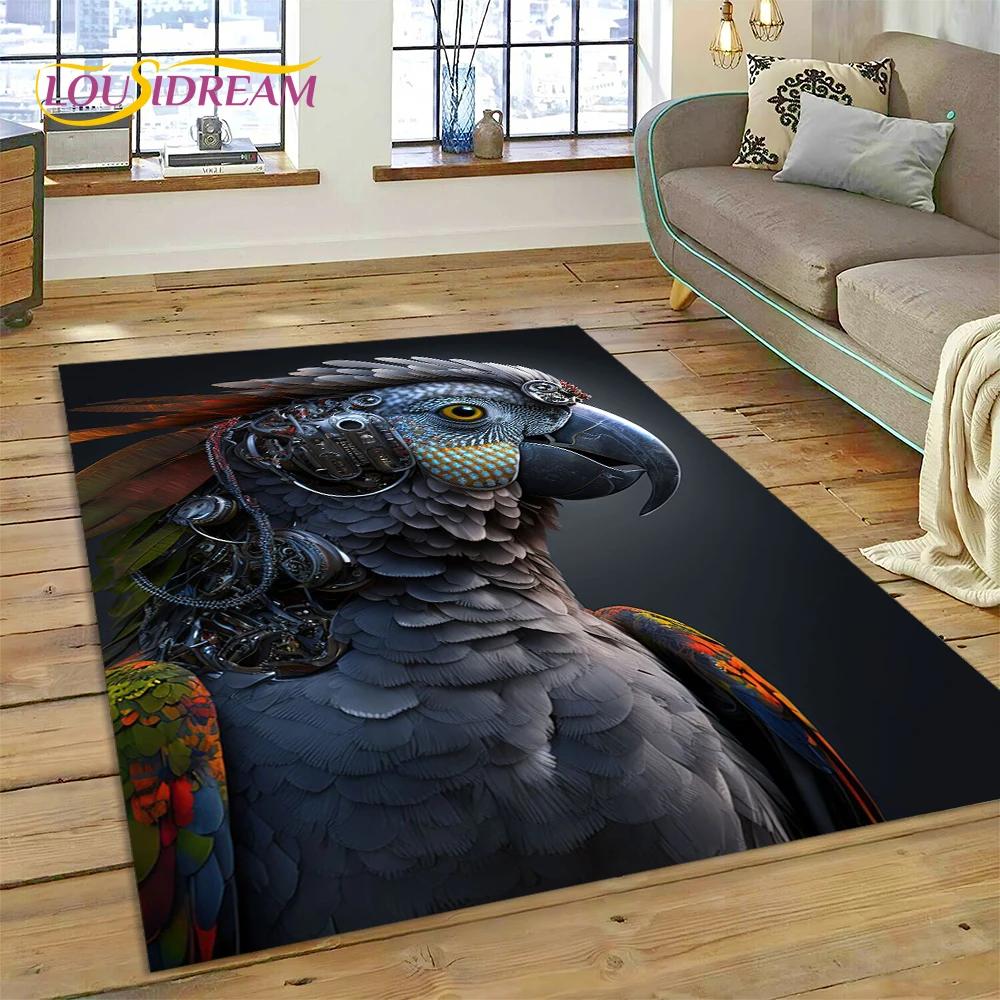 Colorful Parrot Macaw Budgerigar Bird Carpet Rug for Home Living Room Bedroom Sofa Doormat Decor,kid Area Rug Non-slip Floor Mat