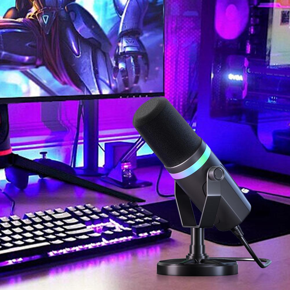 USB XLR Dynamic Gaming Microphone RGB Dynamic Computer Microphone Dynamic Microphone for Streaming Recording