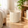 Handwoven Rope Storage Basket Breathable Cylindrical Woven with Handles