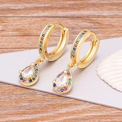 Trendy Bohemian Zircon Hollow Blue Evil Eye Hoop Earrings for Women Cute Unique Gold Color Crystal Drop Earrings Party Jewelry
