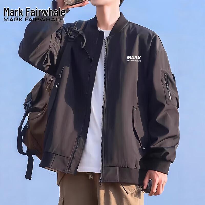 Mark Fairwhale Men's Spring/Autumn Loose Fit Utility Baseball Jacket