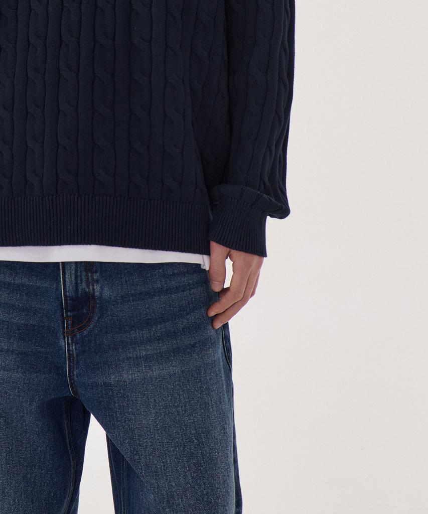Musinsa Standard Cotton Cable Crew Neck Knit [Navy]