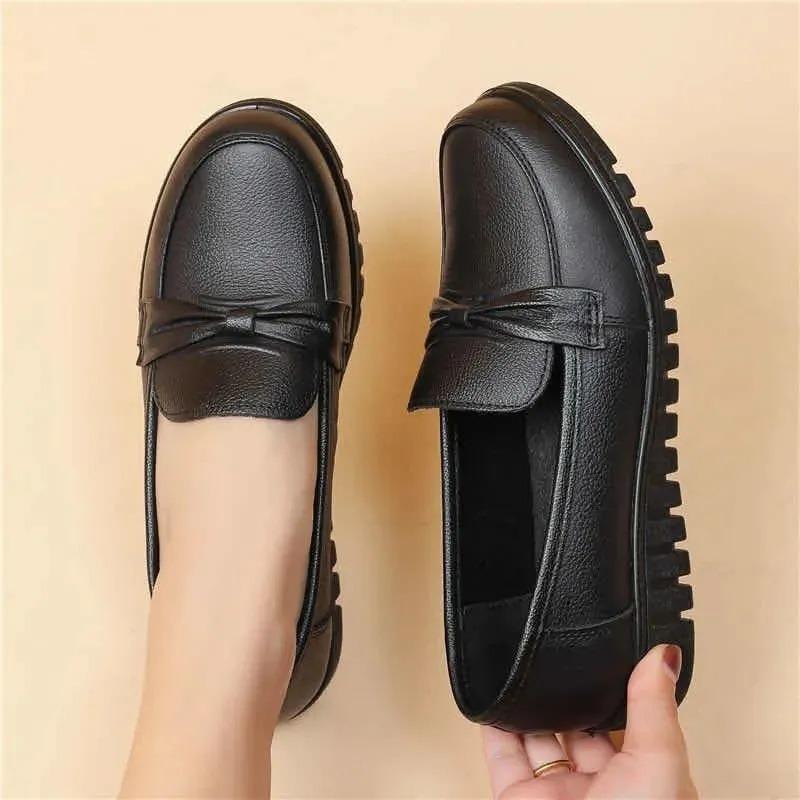 Women's Shoes Waterproof Soft Leather Casual Shoes Comfortable Slip-On Women Loafers Walking Flat Shoes Mom Flats Zapatos Mujer