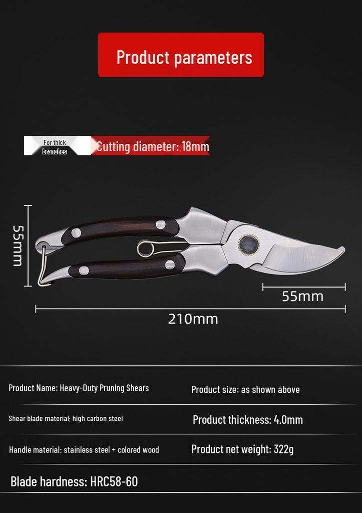 Stainless Steel Floral and Garden Pruning Shears for Thick Branches
