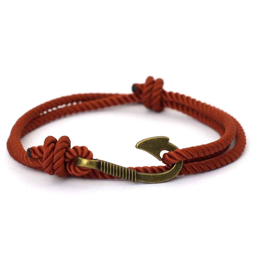 Vintage Fish Hook Boat Anchor Men Bracelet Casual Adventure Accessories Male Double Layer Adjustable Jewellery Gift