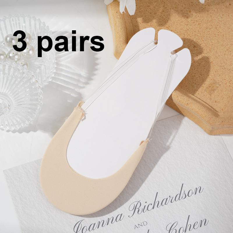 

3 пары хлопковых носков с половиной ладони для женщин, сандалии на высоком каблуке, летние носки-лодочки, нескользящие невидимые носки с неглубоким носком 3 pairs бежевый