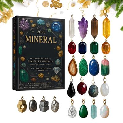 Vánoční přívěsek Odpočítávací kalendář 24 dní 2D Akrylový křišťálový suvenýr Odpočítávání do Vánoc Minerální kalendář pro ženy Dárky