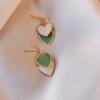 New Korean Style White Green Heart Drop Earrings For Women Contracted Heart Pearl Asymmetrical Earring Party Jewelry