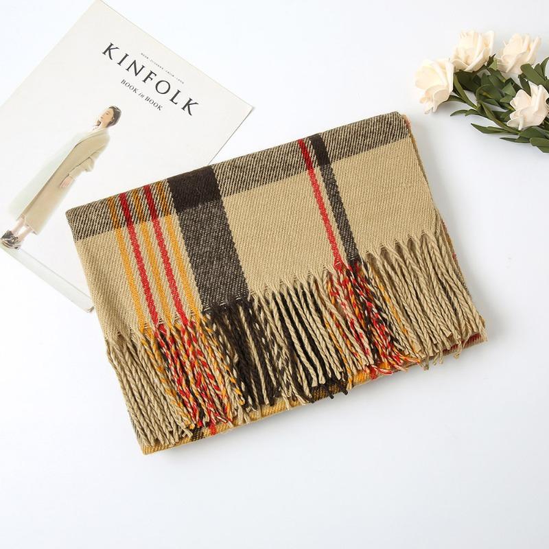 

Autumn and winter new plaid cashmere scarf women s warm scarf fashion shawl winter student high-end scarf 190