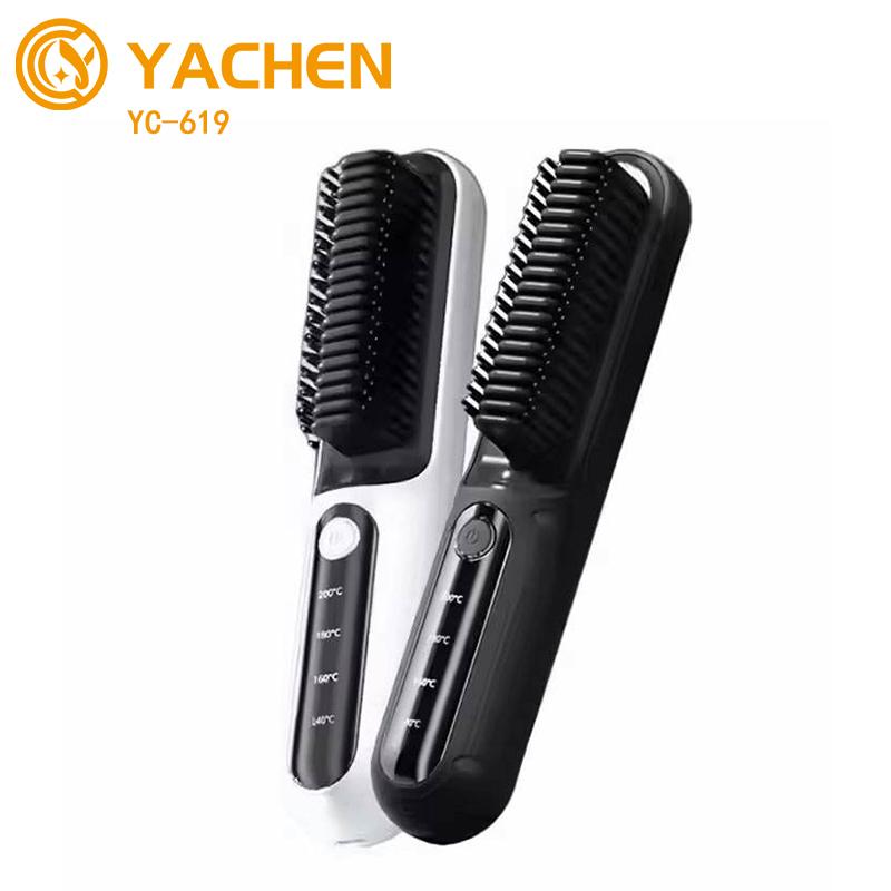 Professional Electric Brush Portable Mini Ceramic Hair Straightener Brush Ionic Cordless Hair Straightener Comb 110-120 V чёрный