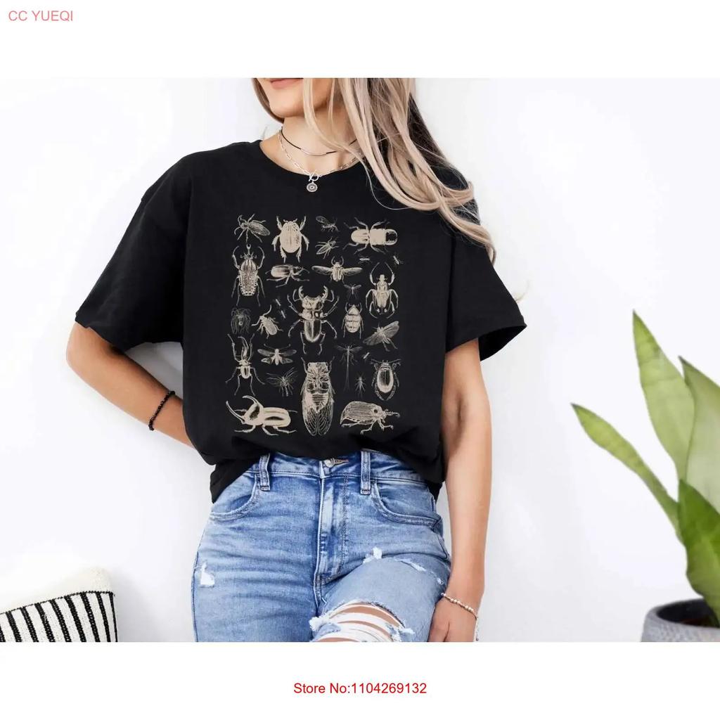 Entomology T Shirt Vintage Insect Bug Print Dark Academia Lo Vintage Top For Everyday Wear Casual Stylish Homme Unisex