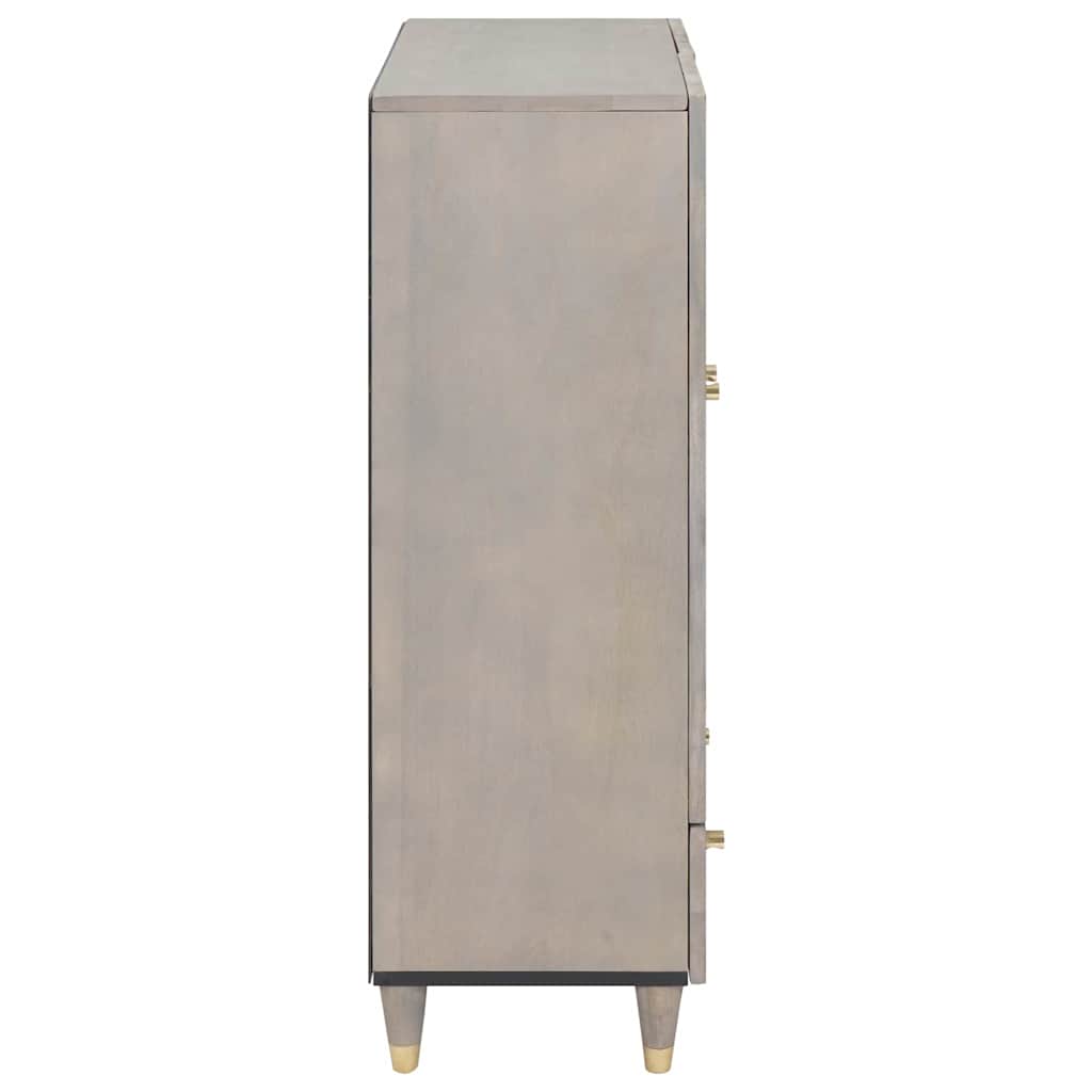 Highboard Gray and Gold 60 x 33 x 100 cm Solid Mango Wood