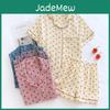 Shortsleeved New Womens Pajamas Summer Shorts Twopiece Set 100 Cotton Crepe Loungewear Cute Love Breathable Large Size Suit