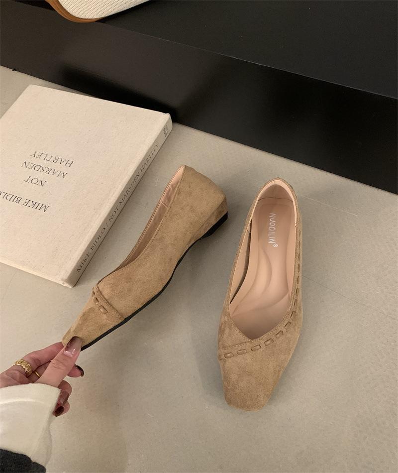 

2025 new pointed suede light mouth fine heel color matching foot commuting work women s single shoes evening shoes 39 абрикосовий