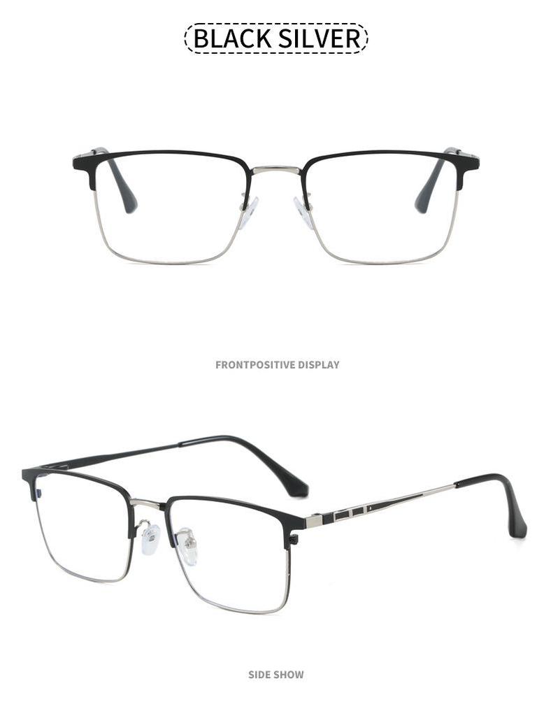 Armação de Óculos Plano Masculina Ultraleve Anti-Luz Azul com Haste de Mola, Pronta para Lentes de Grau para Estilo de Negócios