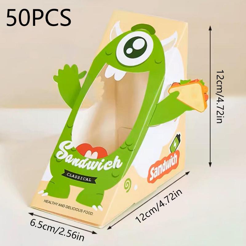 

50 шт. коробка для сэндвичей с окошком упаковочная коробка для выпечки пирожных бумажная коробка для завтрака обертки для сэндвичей зелёный