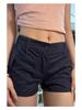 Women's Navy Blue Elastic Waist Cargo Shorts - Summer Fitness Hot Pants