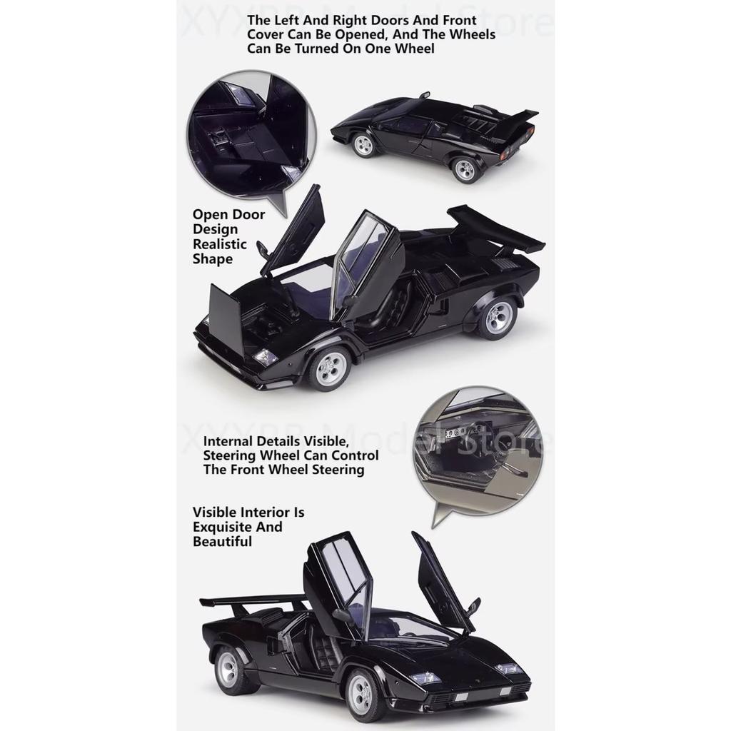 1/24 High Quality WELLY DiecastModel Car Lamborghini Countach LP 5000S Race Car Metal Exotic Car Alloy Toy for Kids Collection