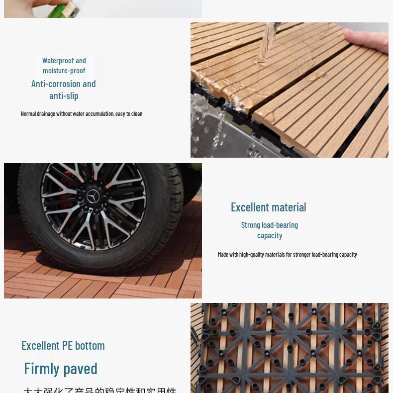 Outdoor Composite Wood-Plastic Flooring: Durable, Anti-Corrosion, Self-Laying for Patio, Balcony, or Terrace