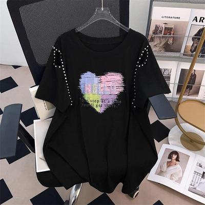 Plus Size Slimming Loose Fit Mid-Length Short-Sleeve Women's T-Shirt 200/300/350 Jin 1066