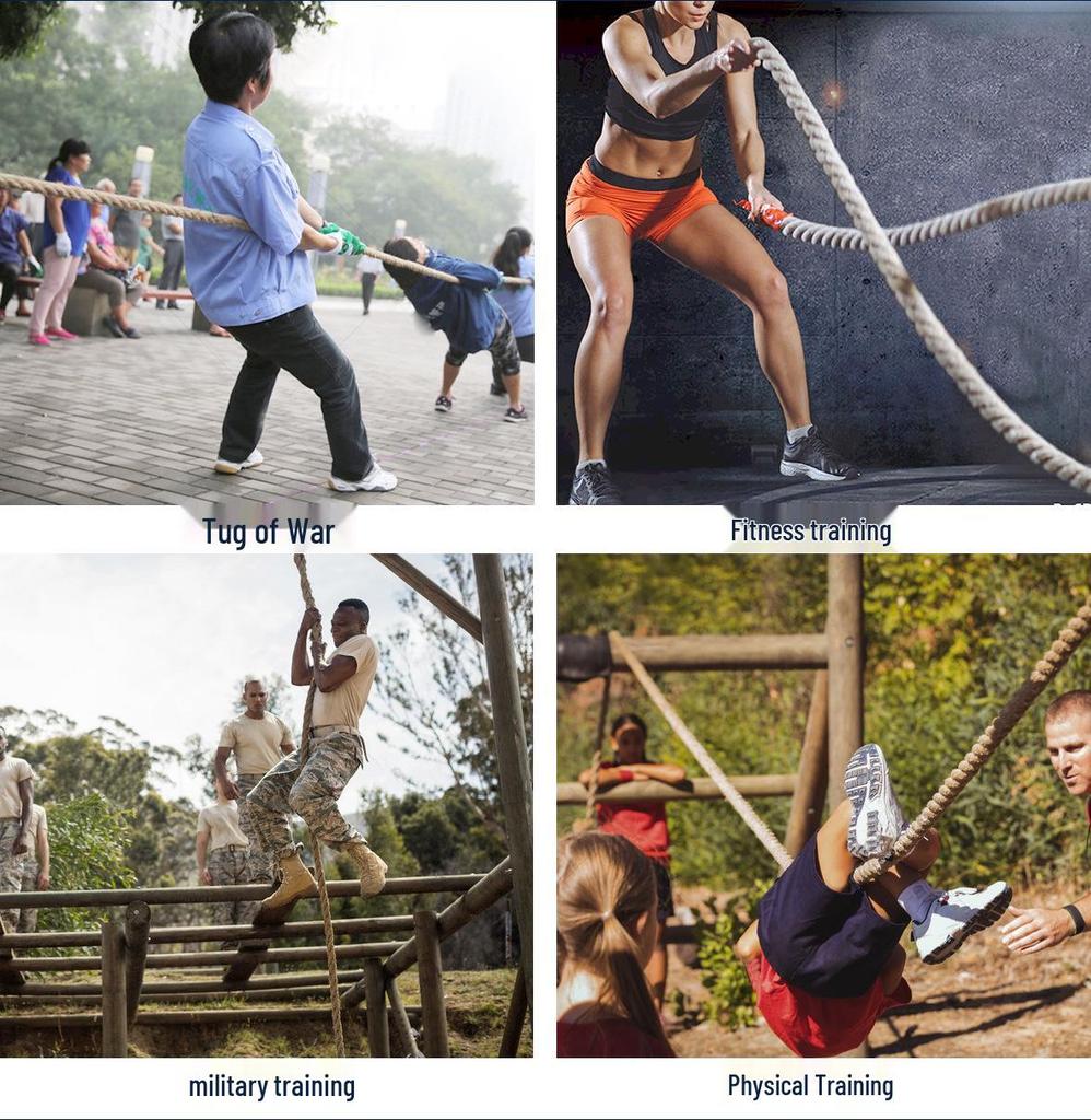 Gym & Outdoor Arm Strength Climbing and Battle Rope – Fitness, Tug of War, Swing, and Hemp Rope