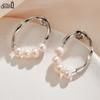 Effie Queen S925 Silver 14k Gold Oval Pearl Beads Strand Hoop Earrings Romantic Jewelry for Women 2025 Trend Earrings  GPE103