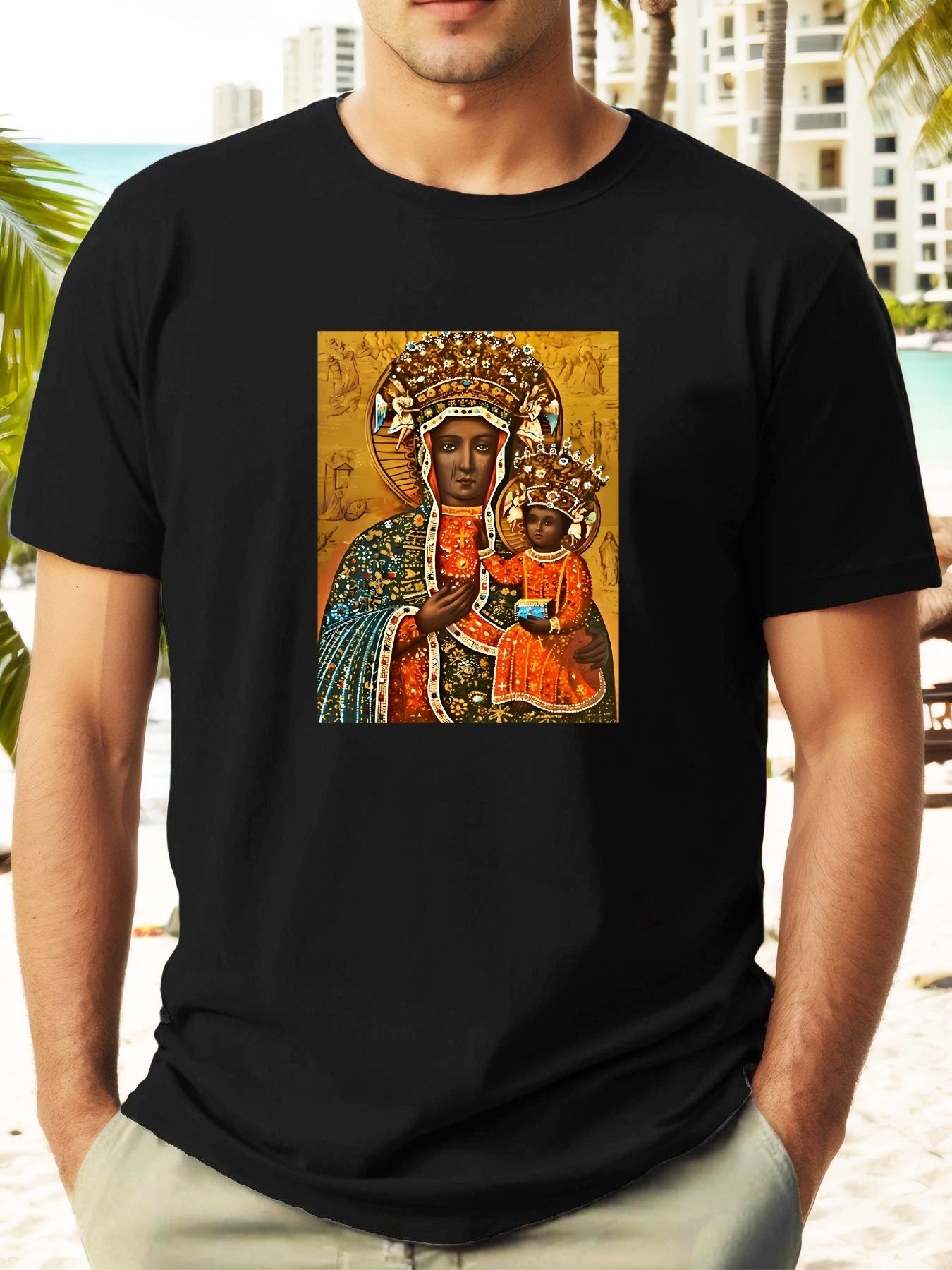 Casual Crew Neck T-shirt with Vibrant Traditional African Print L