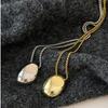 Metal Pendant Necklace Large Oval Long Sweater Chain Women Choker Necklace  Sweater Accessories