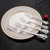 Retro Lyx Guld Silver Servis Vintage Silver 18/10 Rostfritt stål Middagskniv Gaffel Sked Bröllopsbestick Western servisset