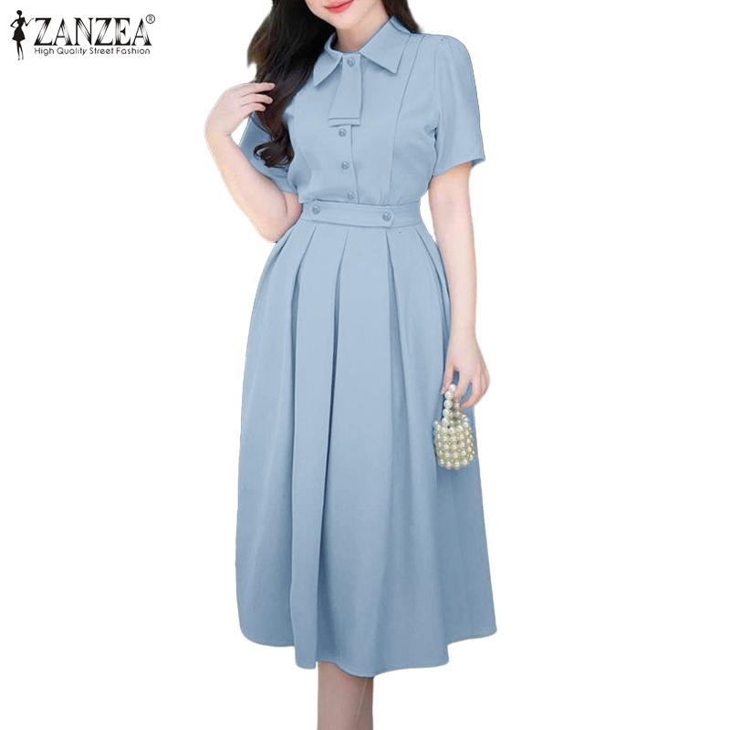 ZANZEA Women Short Sleeve Blouse and Skirts Casual Two Piece Suit Sets
