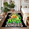 Anti‑Slip Crystal Velvet Floor Rug, Plants vs. Zombies Design Carpet for Indoor Living Bedroom Home Decoration