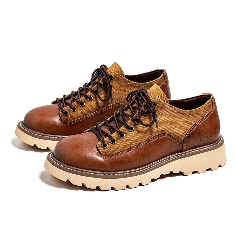 

British Style Men s Work Shoes American Thick Soled Casual Shoes Men s Leather Trendy Shoes Retro Style Luxury Shoes 38 жёлтый