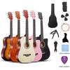 Jshigogo Acoustic Guitar Beginner Set Curry Color Practice Guitar Strings Tuner Stand Soft Case Instruction for Students Children Adults