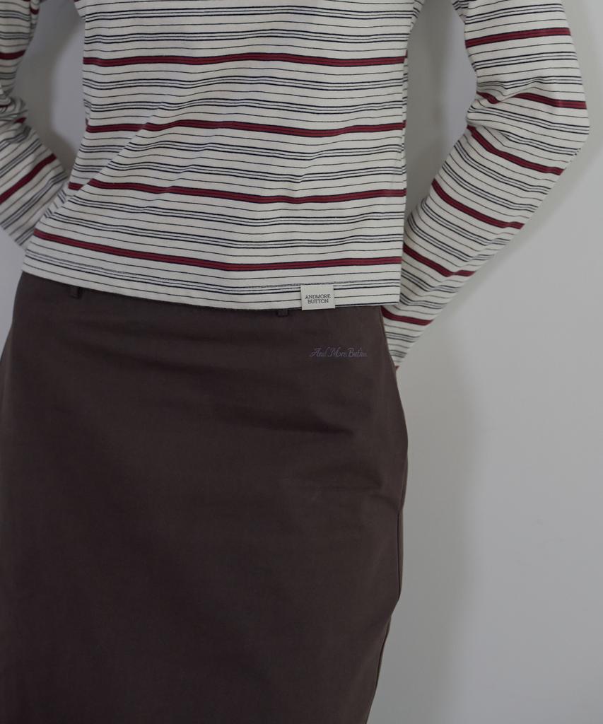 BUT'TON Standard Fit Long Skirt (Charcoal Brown)