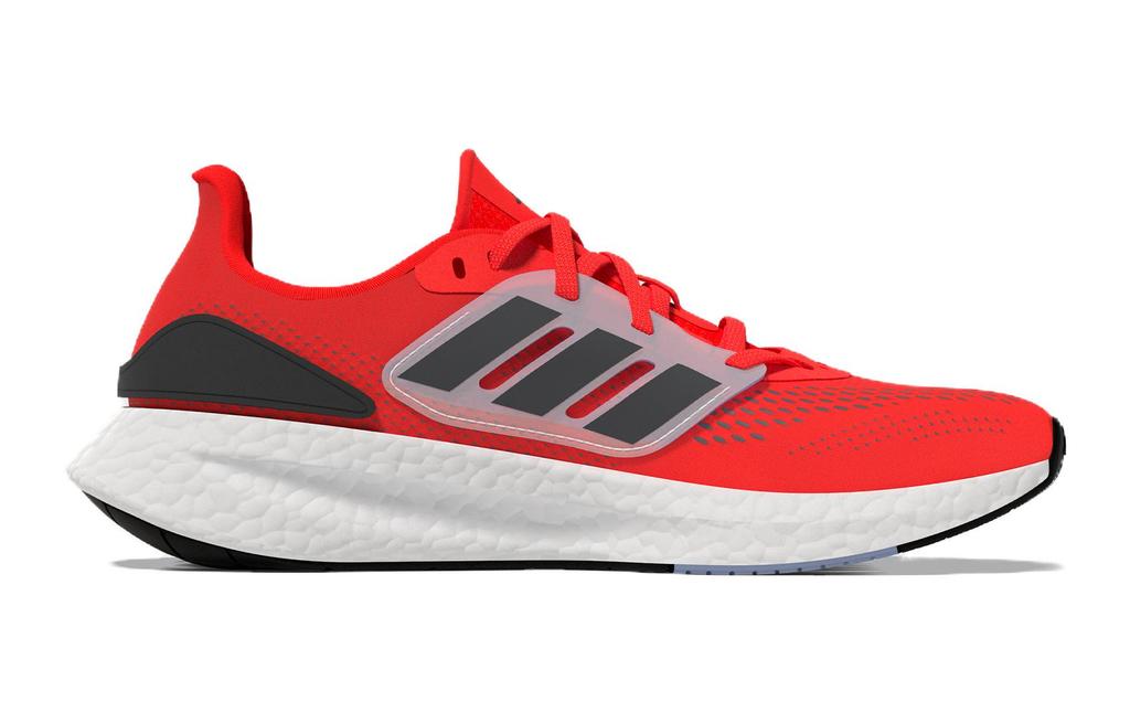 adidas Pureboost 22 Breathable Low Top Running Shoes Black Red Teenagers GZ2597