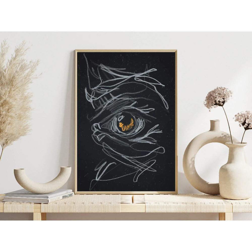 Trendige Minimalistische Schrullige Abstrakte Poster Konzentrische Linien Moderne Gesichts-Drucke Leinwandmalerei Wandkunst Bilder Heim Zimmer Dekor